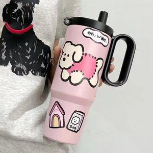 Elegante Vaso Térmico de Acero Inoxidable con Aislamiento al Vacío, con Pajita, para Twilight Big Mac Ice King, con Tapa de Asa, Diseño de Dibujos Animados, Gran Capacidad, para Viajes - Product Image 6