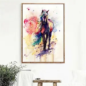 Aquarelle cheval Animal toile image imprimée affiche murale Art moderne décor maison peinture à l'huile sur toile affiches impression image d'art