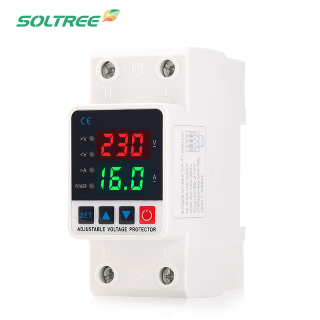 AVP Digital Display 63A Voltage Protector Automatic Reconnect AC220V Adjustable Over/Under Voltage Protection Device Protection
