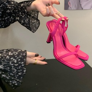 Summer Net Red High-Heeled Women's <b>Skirt</b> <b>Silver</b> Black Open Toe Sandals With Light Weight Feature for Winter Wear - Product Image 3