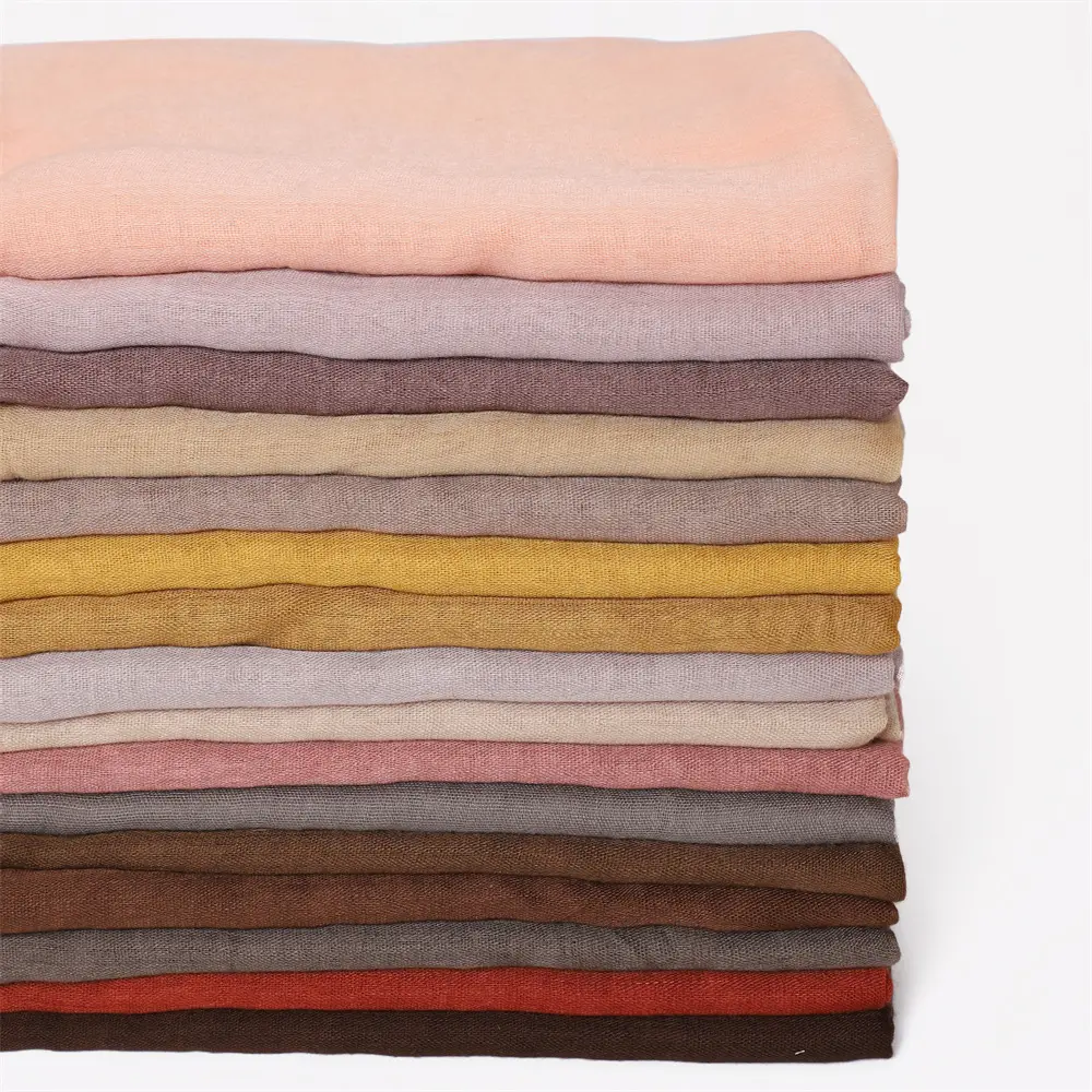 180*90 cm aktuelle Produkte Bequem Baumwolle Schleier Tudung einfarbig Großhandel kreppige Baumwolle Hijab Schal 2024