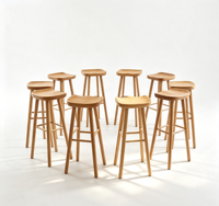 Tabouret de bar en bois de chêne massif, style nordique minimaliste, siège ergonomique incurvé, hauteur de comptoir, chaise de bar en bois pour îlot de cuisine à domicile