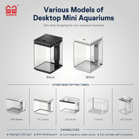 Mini aquarium complet avec éclairage LED et filtre pour poissons Betta, en verre et plastique, pour salon ou bureau