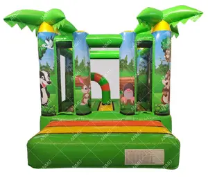 어린이 점퍼를위한 상업용 정글 테마 트리 녹색 놀이 풍선 바운서