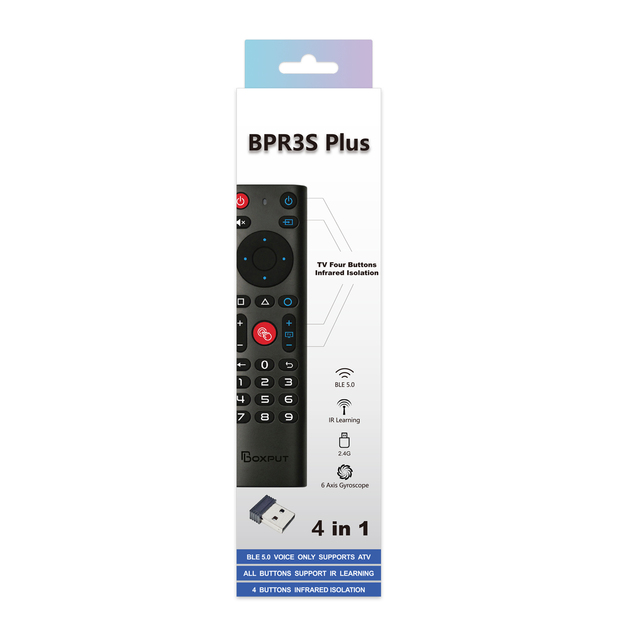 BOXPUT BPR3S Plus BT 2.4g Wireless Usb Receiver Smart Voice TV Remote Control 6 Axis Gyroscope IR OTA Air Mouse Android TV BOX