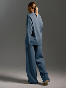 2024 Wholesale Custom Popular Fashion <strong>Over</strong> Size <strong>Ladies</strong> Sweater Wool Cashmere Knit <strong>Trousers</strong> and Sweater Two Piece Set Popular - Product Image 6