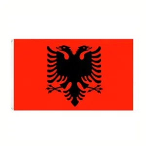 Aangepaste Maat Promotie Polyester Albanië Land Nationale Vlag Zijde Print Vlag Alle Landen Vlaggen