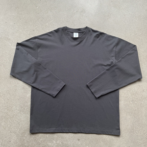 사용자 정의 로고 남여 공용 드롭 숄더 빈티지 티 스트리트웨어 헤비급 면 남성 일반 조난 워시 오버 사이즈 긴 소매 티셔츠 - Product Image 2