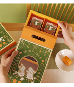 Hộp quà bánh trung thu in họa tiết sang trọng, chất lượng cao, làm từ chất liệu tái chế, hộp quà bánh trung thu cao cấp có tay cầm - Product Image 6