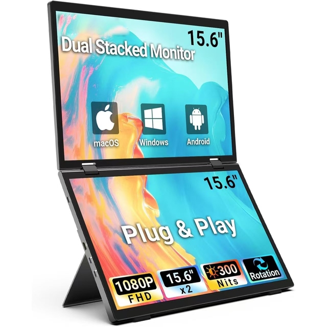 15.6 Inch 1080p 1920*1200 Resolution 60 hz Triple Dual Portable Folding Laptop Screen Monitor Extender for hp