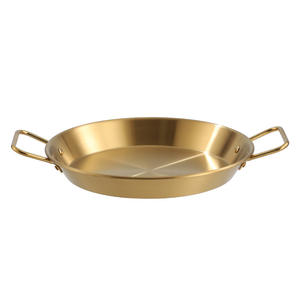 Plato Dorado Grueso para Barbacoa con Dos Asas, Bandeja Multiusos para Alimentos, Olla para <span class=keywords><strong>Paella</strong></span>, Sartén Plana de 40 cm para Uso en la Cocina - Product Image 2