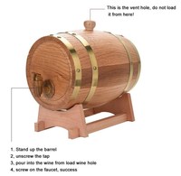 Fût de vieillissement en chêne de qualité supérieure 1,5L 3L 5L 10L pour whisky et vin, artisanal, qualité alimentaire, anti-fuite, distributeur en bois OEM ODM avec support