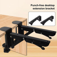 Support de bureau pliable noir réglable pour bord de bureau, extension de bureau en métal sans perçage, supports d'extension de bureau
