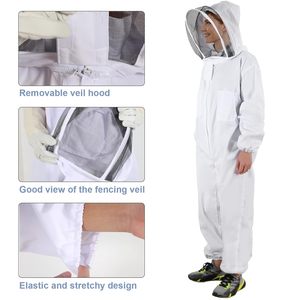 Pomelo New One-Piece Beekeeping Protective <b>Suit</b> with Sheepskin Gloves White Anti-Sting Polyester Beekeeper Jacket & Gloves Set - Product Image 2