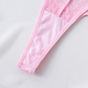 Bragas de encaje sin costuras para <span class=keywords><strong>chicas</strong></span> <span class=keywords><strong>maduras</strong></span>, lencería sexy con ribete de encaje, Tanga de tiro bajo de algodón multicolor - Product Image 5