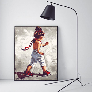 Venta caliente pintura por números Cool Girl Running 3D impresión pintura por números decoración del hogar regalos - Product Image 2