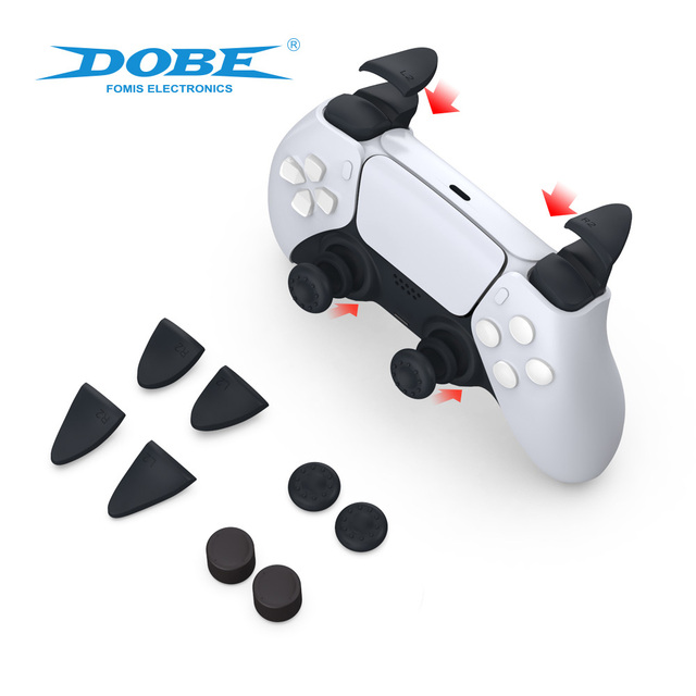 DOBE Factory Direct Supply L2 R2 Buttons Trigger Extenders Thumbstick Grips Kit for PS5 DualSense Controller Game Accessories
