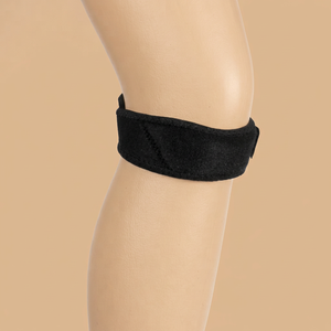 Black Adjustable <b>Knee</b> <b>Support</b> Compression Band <b>Strap</b> with Hook and Loop Closure Unisex - Product Image 1