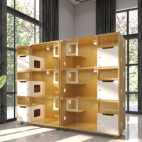 Maison pour chat en bois multicouche avec panneaux transparents