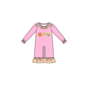 Conjunto de 2 piezas de ropa a juego para hermanos, con bordado de calabaza de Halloween y espantapájaros, pelele de manga larga para niños y niñas - Product Image 3