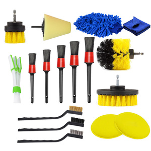 Vente Chaude Kit de 17 Brosses à Dégagement pour Entretien et Lavage Automobile, Ensemble de Nettoyage de Détail pour Voiture à Perceuse Électrique, Brosse de Détail pour Soin Automobile - Product Image 1
