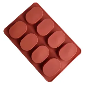 Stampo per sapone fatto a mano per aromaterapia ovale a 8 fori e formaggio in silicone semi-cotto