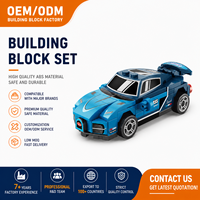Lele 9140 Ensemble de blocs de construction de voiture de course à rétrofriction à quatre compartiments en plastique ABS, modèle de mini-voiture de sport DIY, jouet éducatif de puzzle