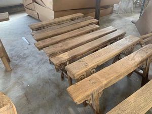 Trung Quốc Cổ Khai Hoang Cũ Bằng Gỗ Mộc Mạc Farmhouse Dài Băng Ghế Dự Bị Phân - Product Image 3