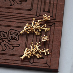 <b>Tree</b> <b>Branch</b> Flower Charm 21x41mm Gold Silver Plated Copper Pendant DIY Jewelry Accessory - Product Image 3