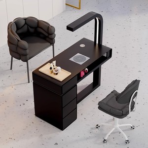 Modern <b>Simple</b> Black Wooden/Marble Manicure Table and Chair Set Luxury Black Single Seater Beauty Salon Nail Table <b>Desk</b> for Sale - Product Image 1