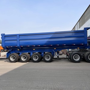 Traktör Arkası 4 Akslı 45m3 Ağır Hizmet Tipi Damperli Yarı Römork 45 Metreküp 80 90 Tonluk Damperli Kum Çakıl Taşıma Treyleri Satılık - Product Image 3