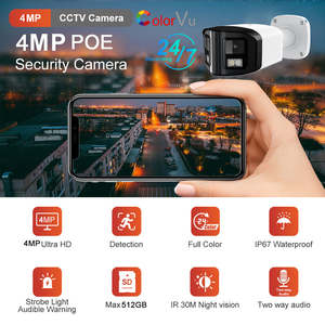 H.265 Hik Compatible 2K 4MP 180 grados panorámico doble lente ColorVu <span class=keywords><strong>IP</strong></span> PoE cámara de seguridad Full Metal al aire libre CCTV Bullet Cámara - Product Image 3