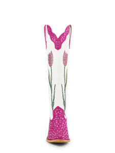 רטוב 2025 oem נשי הבוקרת מגפיים עדינים חושני צבעוני rhinestone מערב הברך-מגפיים גבוהים מט לבן - Product Image 3