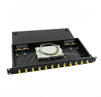 Panneau de brassage fibre optique 19 pouces 12 ports ST monomode à montage en rack, ODF multimode ST OM1/OM2/OM3/OM4 avec adaptateur pour centre de données