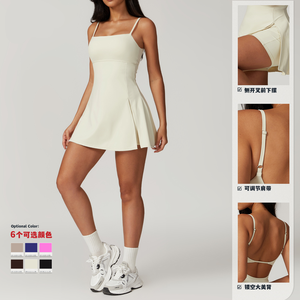 Vêtements de sport de plein air avec logo personnalisé pour femmes, robe de sport avec short, soutien-gorge pour golf, badminton, pickleball, <span class=keywords><strong>tennis</strong></span>, techniques lavées - Product Image 2