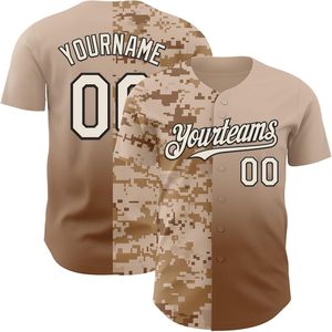 Custom Sublimated Half Camo Baseball Jersey Moisture Wicking Personalized Team Name Number Button Softball Uniform Unisex Short - Product Image 1
