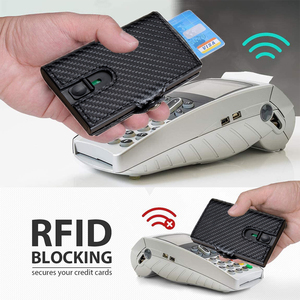 Casekey Slim Minimalist Carbon Fiber Aluminum Business Leisure Credit Card Ejector <b>Wallet</b> <b>RFID</b> <b>Blocking</b> Automatic Card Case 7 - Product Image 2
