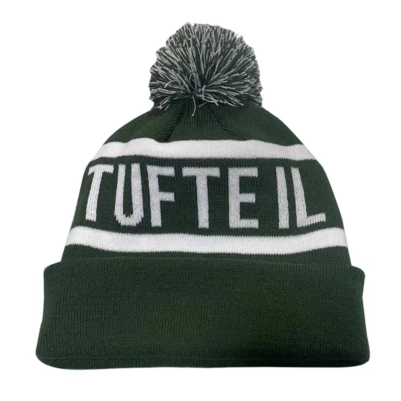 OEM diseño personalizado cálido invierno bordado de punto Beanie Hat Club Bobble Hat fútbol Bobble sombreros