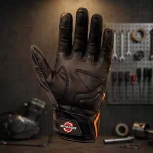 Men's Black Leather Motorcycle <b>Gloves</b> Breathable All Seasons Wear - Product Image 4