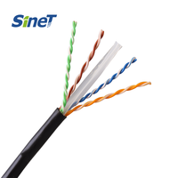 Harga SINET pabrik 23awg 24awg kucing 5E kucing 6 kabel UTP luar ruangan tahan air Anti-UV jaket ganda 305M kabel SFTP FTP