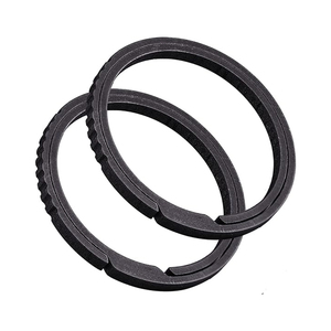 Anillos de llavero de titanio, llaveros de empuje lateral dividido, llaveros negros resistentes para llavero, mosquetón, llavero de coche