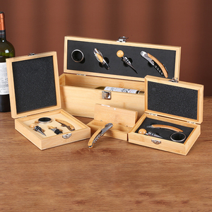 Juego de caja de bambú de 4 piezas con logotipo personalizado, cuchillo de caballito de mar, abrebotellas, cortador de papel, dispensador, tapón de vacío, juego de tornillos de corcho para vino tinto - Product Image 6