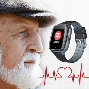 Montre connectée 4G D32 avec détection de chute et capteur de fréquence cardiaque, rappel de santé, wi-fi, SOS, gps, pour personnes âgées, 2021