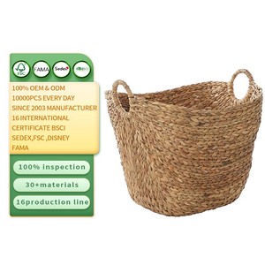 Grande cestino portaoggetti in tessuto fatto a mano con maniglie ad anello 20x18x19 pollici, marrone - Product Image 1