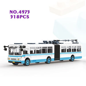 Wange 4975 Assembly Small Partcles Trolleybus City Bus Car MOC Block Bricks Model Kids Building Block Set Plastic Collection <b>Toy</b> - Product Image 1