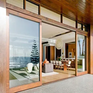 Алюминиевая сверхпрочная большая панель, раздвижная дверь, входные двери, двери для жилых помещений, деревянная зернистая стеклянная графическая конструкция из нержавеющей стали