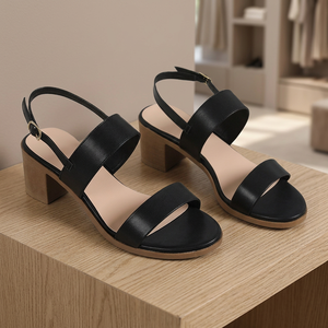Sandalias de verano para mujer con tacón cuadrado alto, punta abierta, correa al tobillo, pedrería, ligeras y antideslizantes - Product Image 3