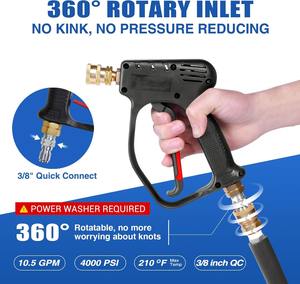 Pistola pulverizadora de alta presión para hidrolavadora, 10.5 GPM, con función de espuma, conexión rápida de 3/8'' y mango de gatillo compacto - Product Image 3