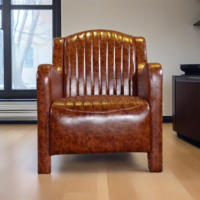 Fauteuil Club Vintage en Cuir Véritable Fait Main, Style Industriel Loft Tomcat, Chaise de Loisirs pour la Maison et le Bureau, Personnalisable G-Bardon S8909 Métal