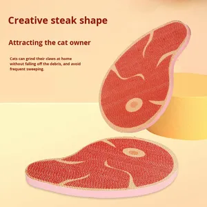 Rascador para Gatos Creativo en Forma de Bistec, Tabla de Cartón Corrugado para Rascar, Protector de Muebles Antideslizante para Gatos de Interior - Product Image 5